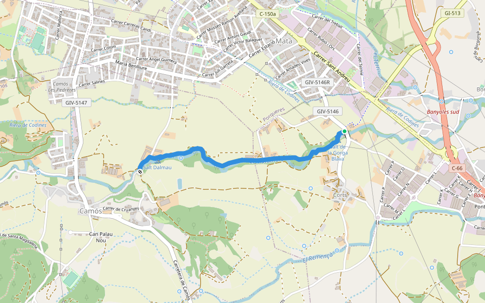 Camí de tornada a l’escola walking route map in Corts