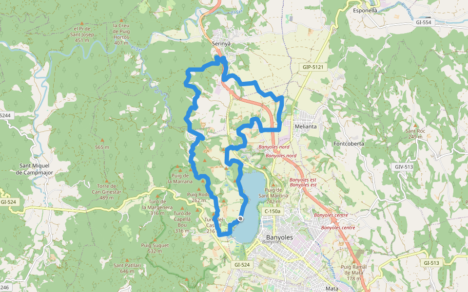 Ruta de l’Estany a les coves de Serinyà walking route map in Porqueres