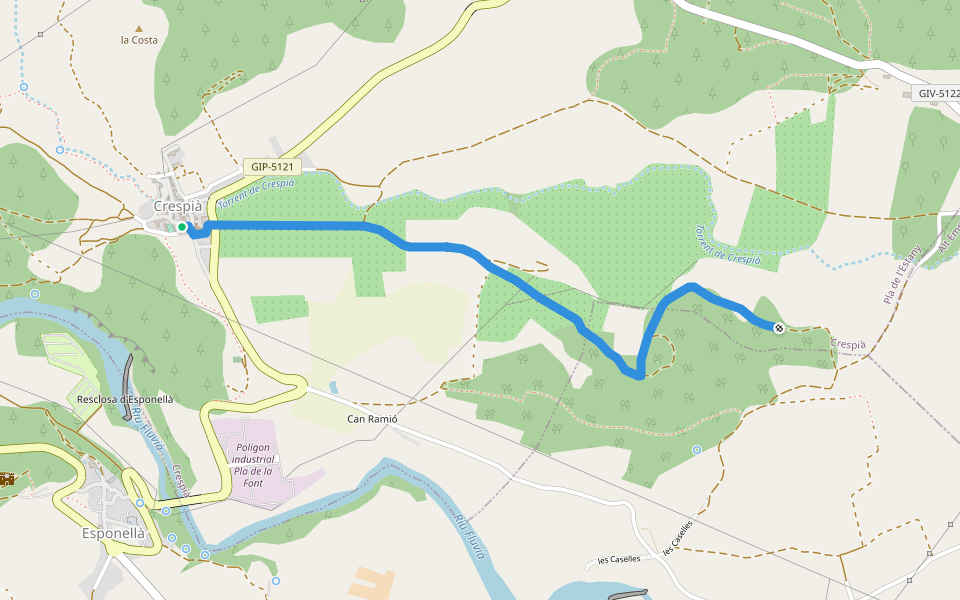 Ruta del Pou de Glaç walking route map in Crespià