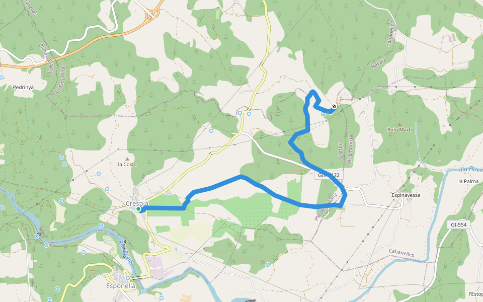Ruta de la Font walking route map in Crespià