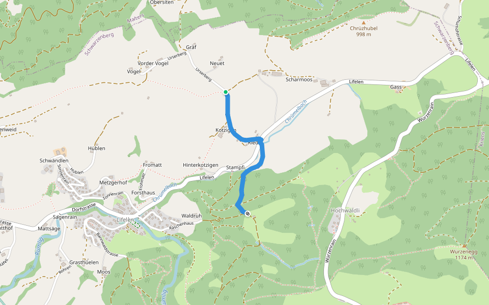 Scharmis - Chräje walking route map in Schwarzenberg