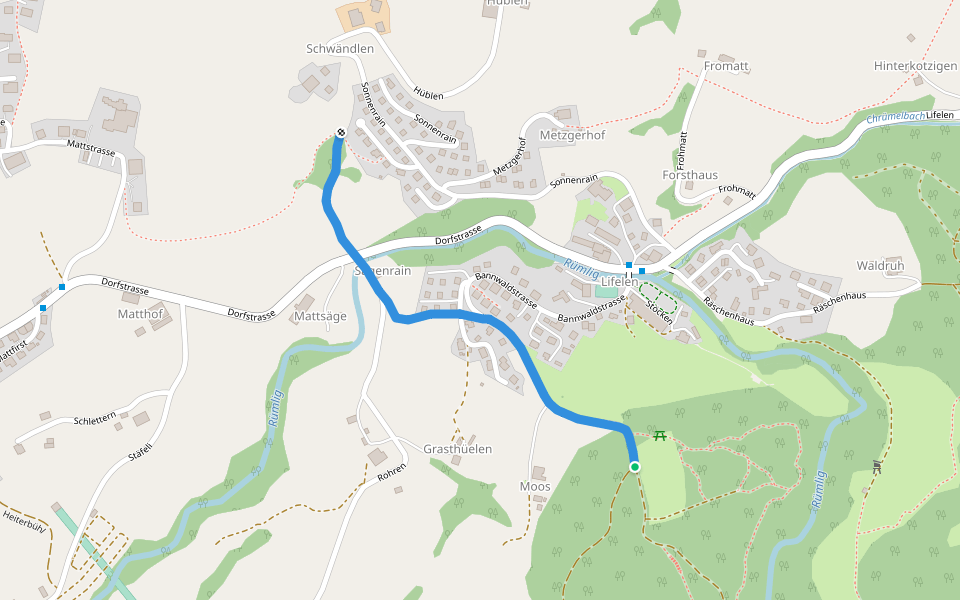 Moos - Fuchsmättli walking route map in Schwarzenberg