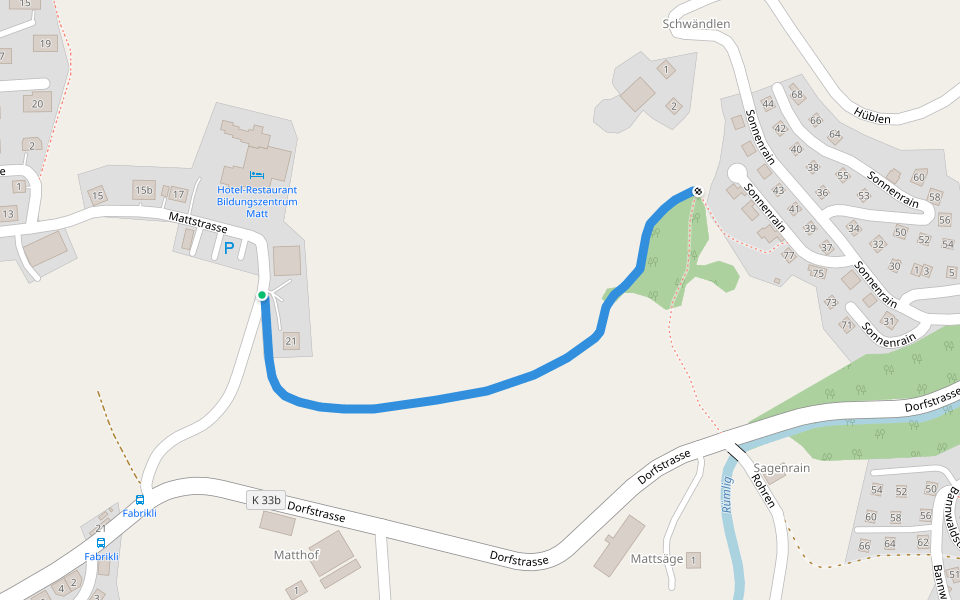 Matt - Fuchsmättli walking route map in Schwarzenberg