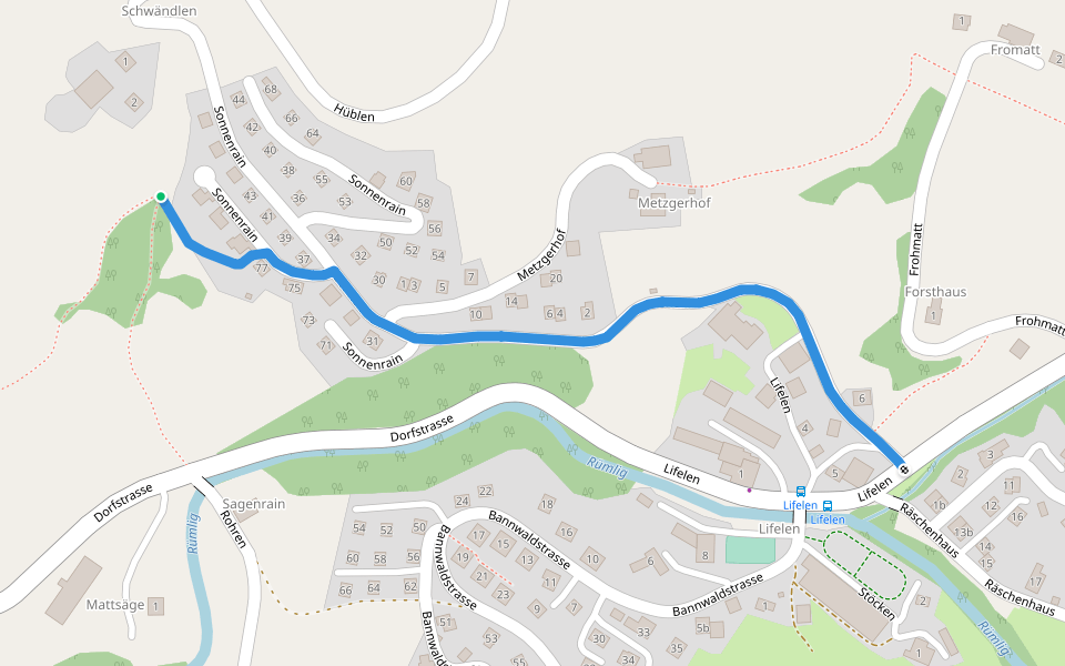 Lifelen - Fuchsmättli walking route map in Schwarzenberg