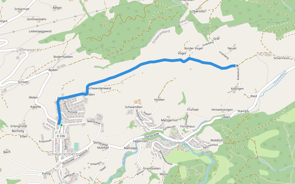 Schwarzenberg - Scharmis walking route map in Schwarzenberg