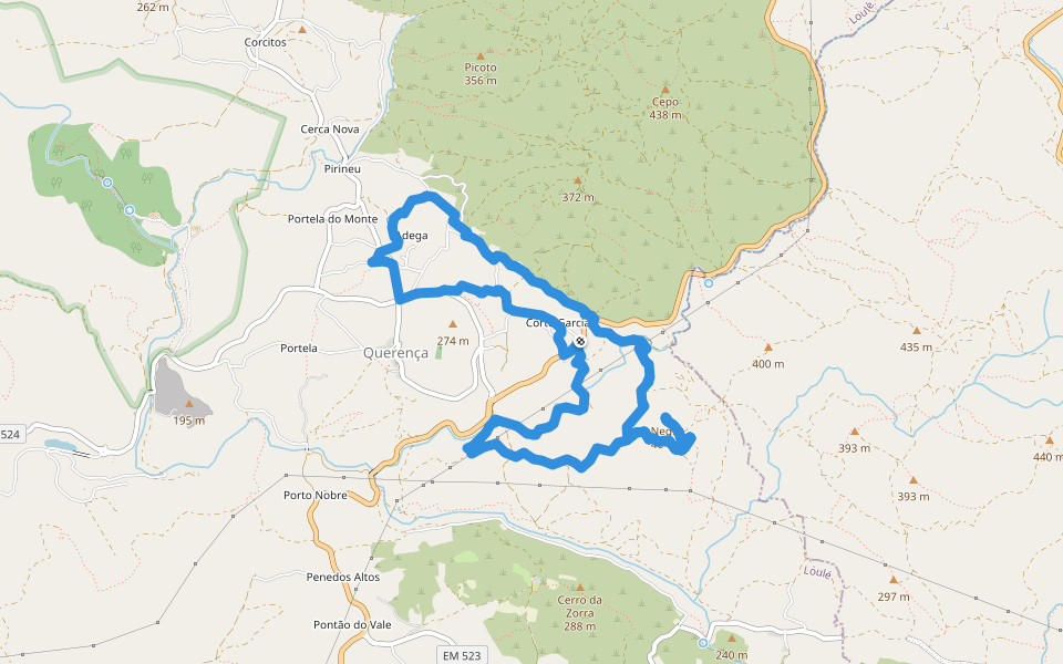Serra e Montes walking route map in Querença