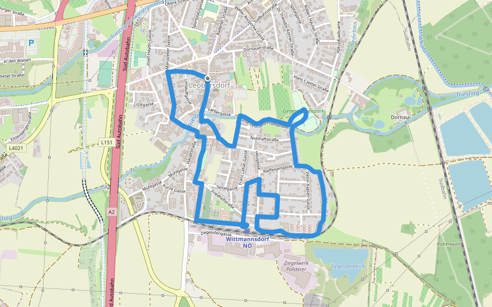 Nordic Walking (Brückenlauf) walking route map in Leobersdorf