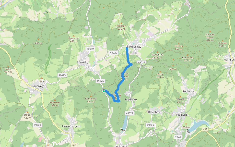 [Z] Lukáščena - Provodov walking route map in Ludkovice