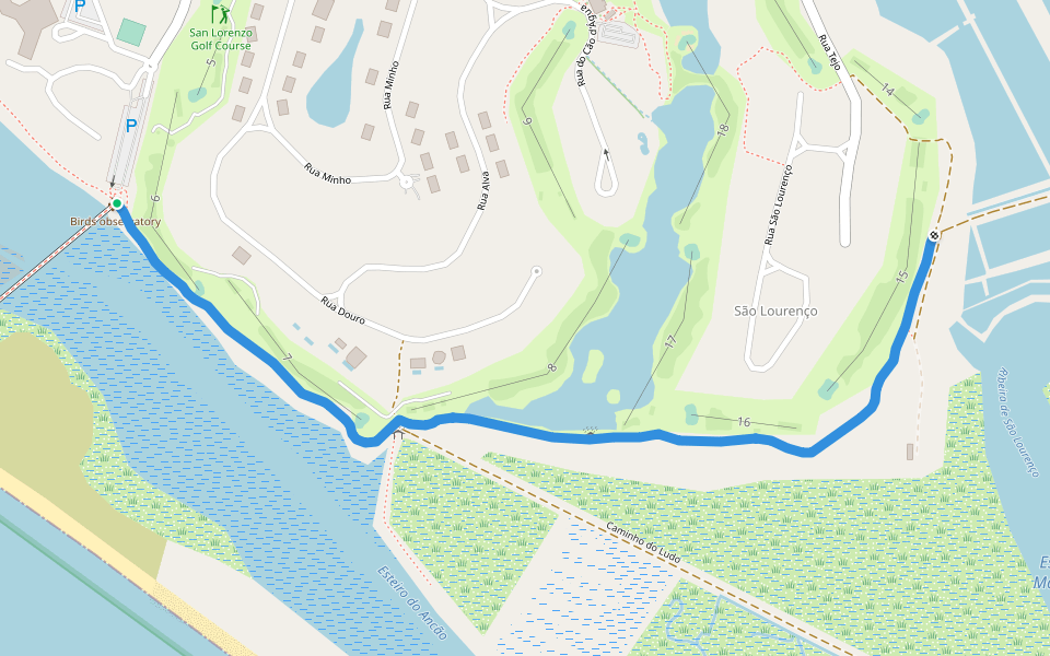 Trilho de São Lourenço walking route map in Almancil