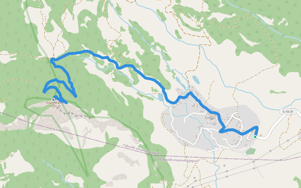 Ապակեքարի արահետ walking route map in Hovk