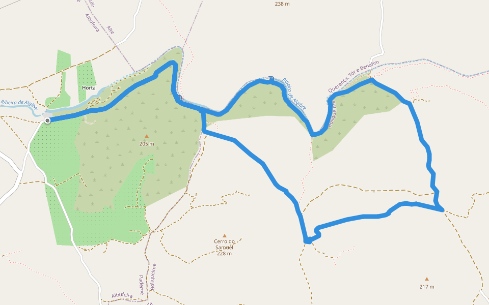 Ribeira de Algibre walking route map in Alte