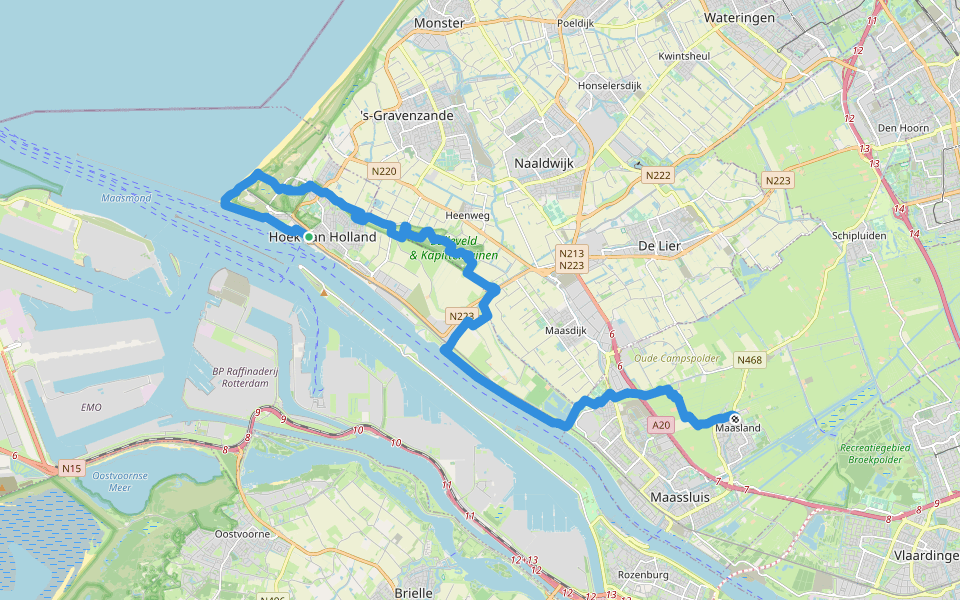 Grote Rivierenpad - 01 walking route map in Hoek van Holland
