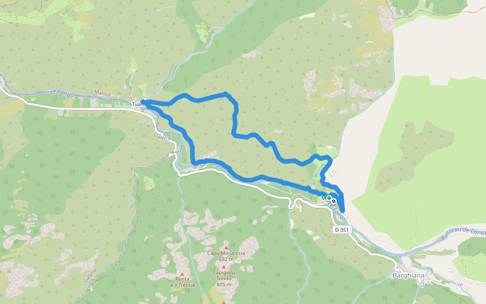 Boucle de Prunicciale walking route map in Manso