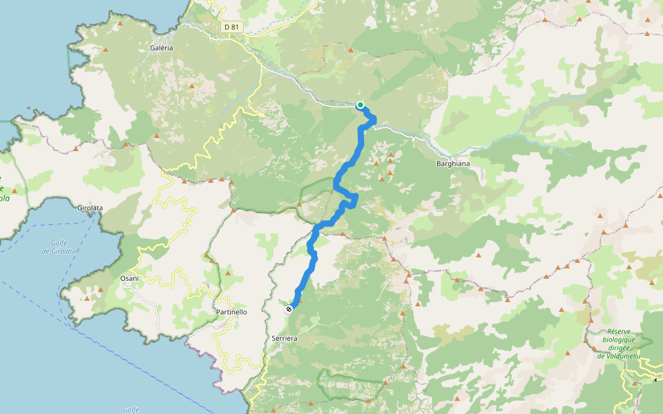 Mare è Monti Nord Variante walking route map in Galéria