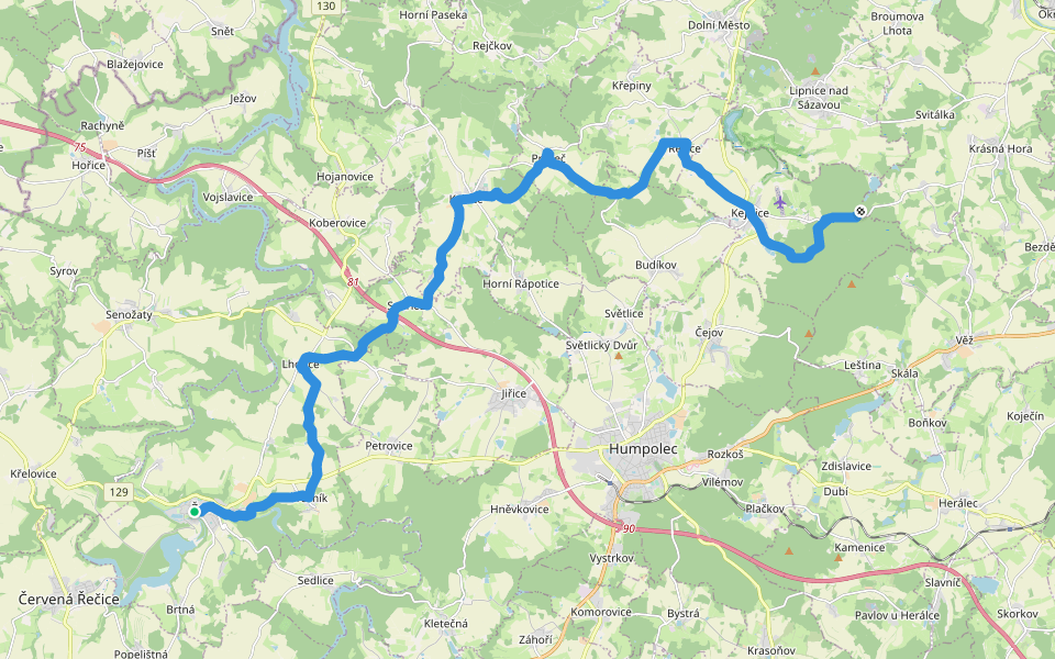 [Z] Kejžlice - Želiv walking route map in Želiv
