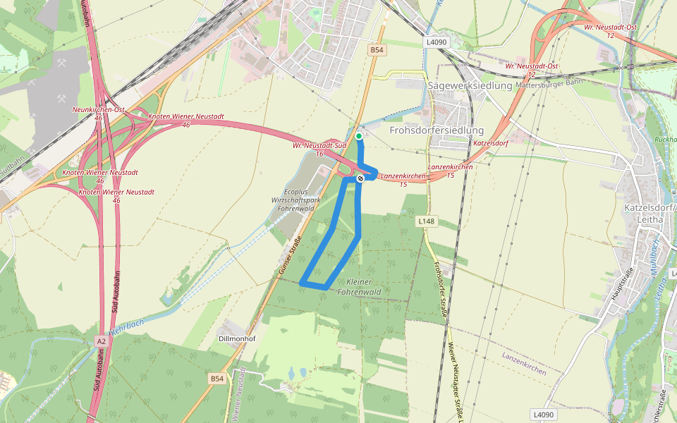 Langlaufloipe der Stadt Wiener Neustadt walking route map in Wiener Neustadt