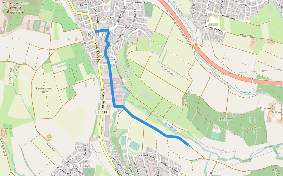Holzheim - Buchrain walking route map in Göppingen