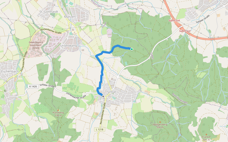 Brenntenhau - Schlat walking route map in Schlat
