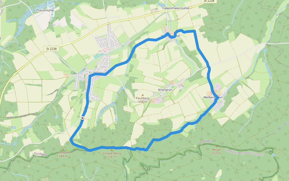 Wanderweg 1 walking route map in Kohlberg