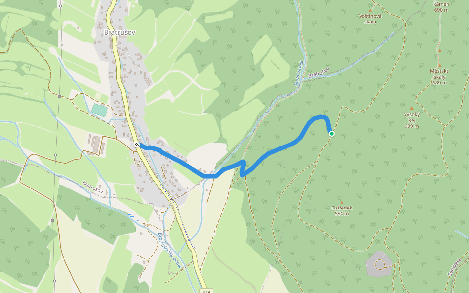 [M] Bratrušov (BUS) - Pod Kokrháčem walking route map in Šumperk
