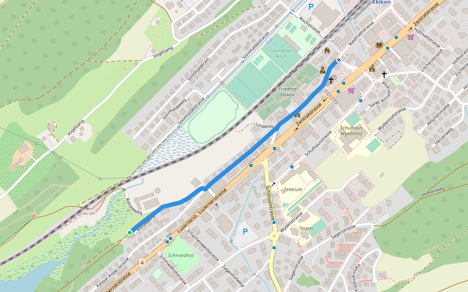 Rotsee Ost - Ebikon walking route map in Ebikon