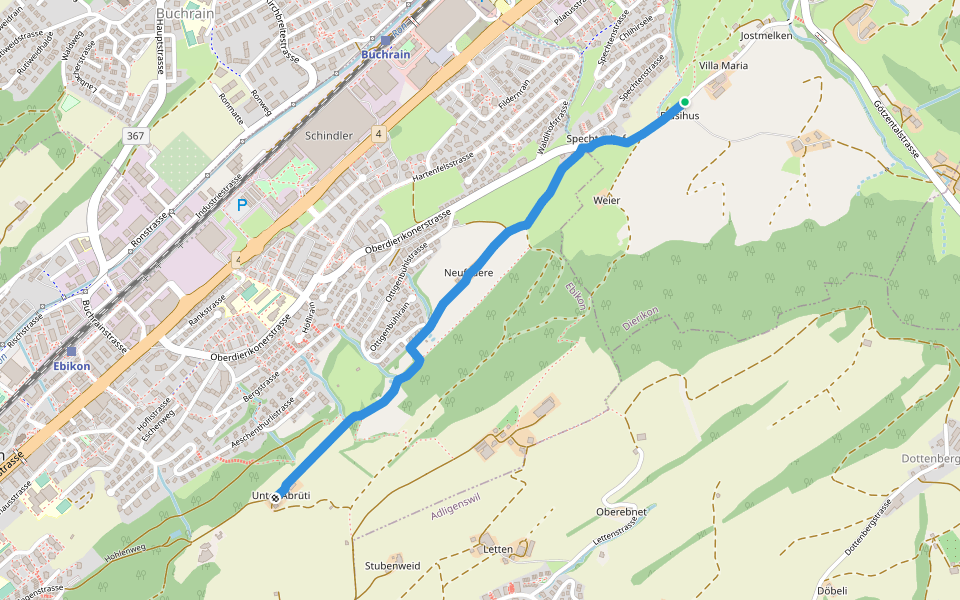 Spächte - Under Äbrüti walking route map in Dierikon