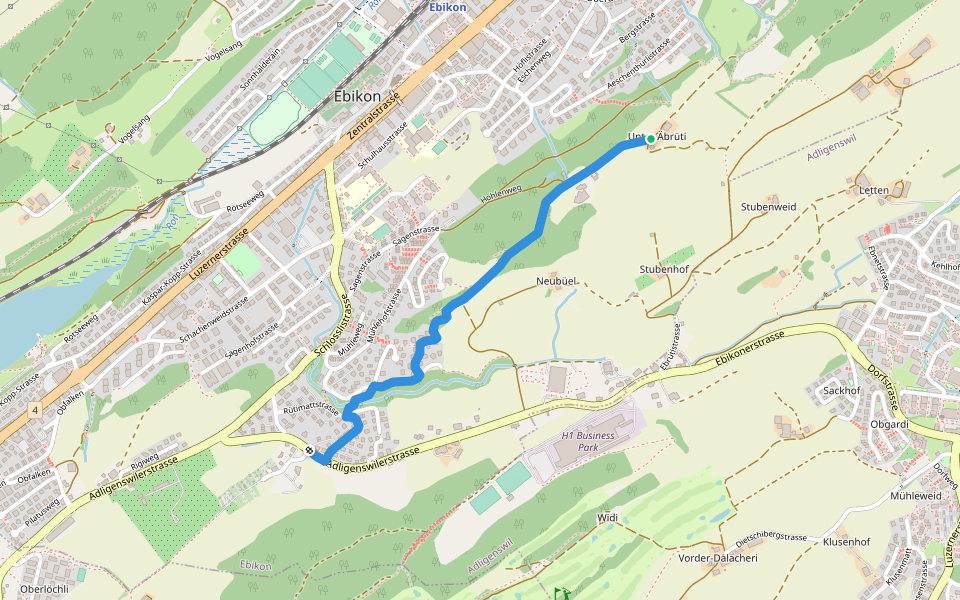 Under Äbrüti - Schlössli walking route map in Ebikon
