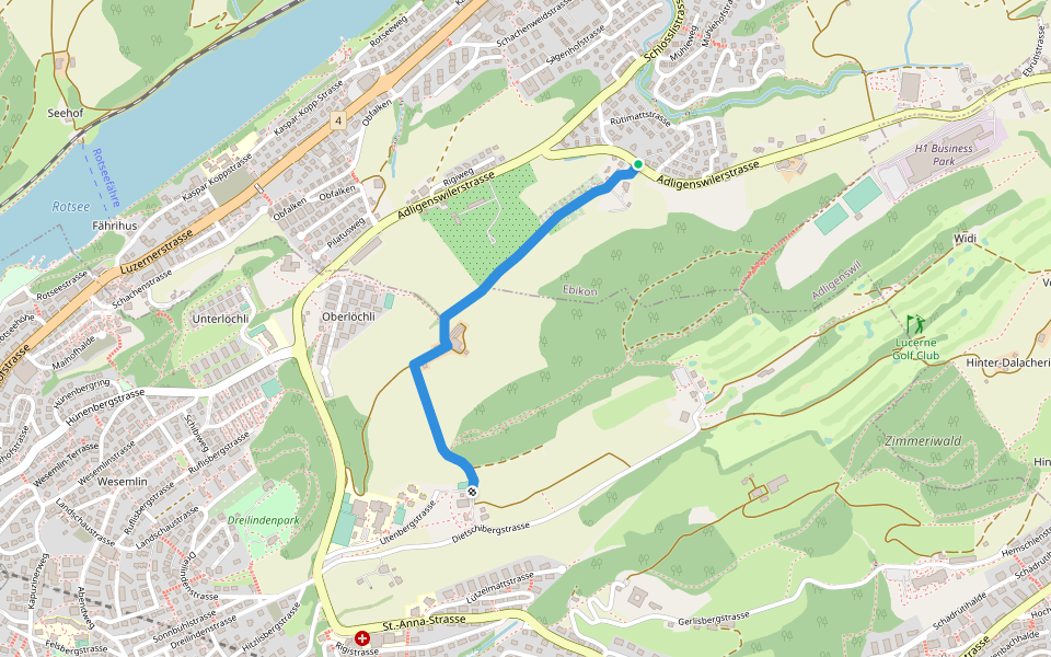 Schlössli - Uteneberg walking route map in Ebikon