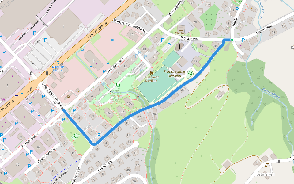Dierikon - Dierikon walking route map in Dierikon
