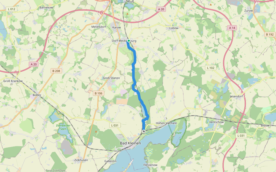 Wallensteingraben walking route map in Dorf Mecklenburg