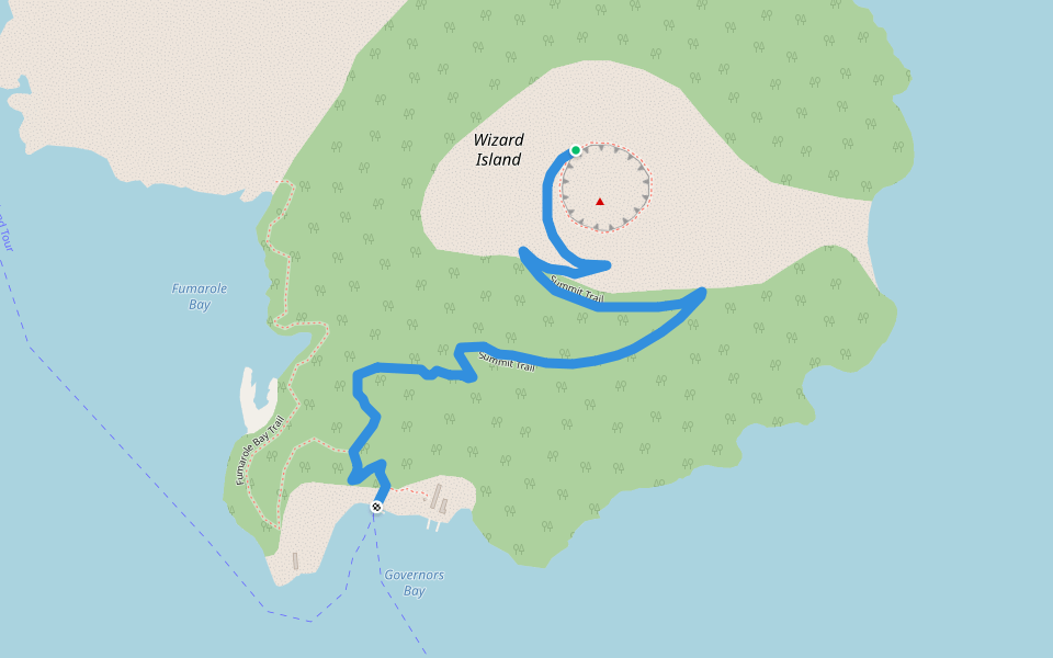 Wizard Island Summit Trail walking route map in CRATER LAKE