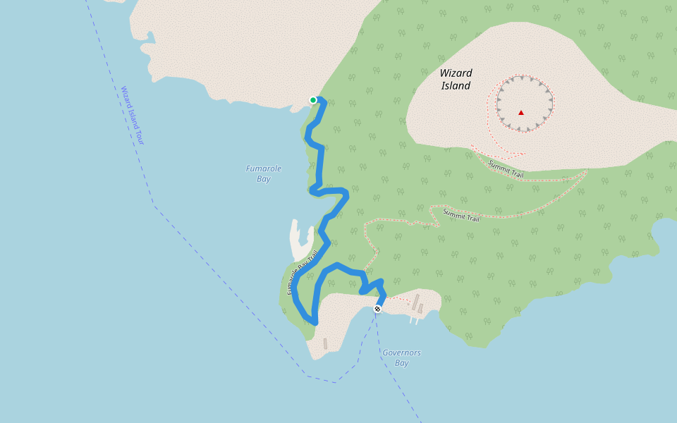 Fumarole Bay Trail walking route map in CRATER LAKE
