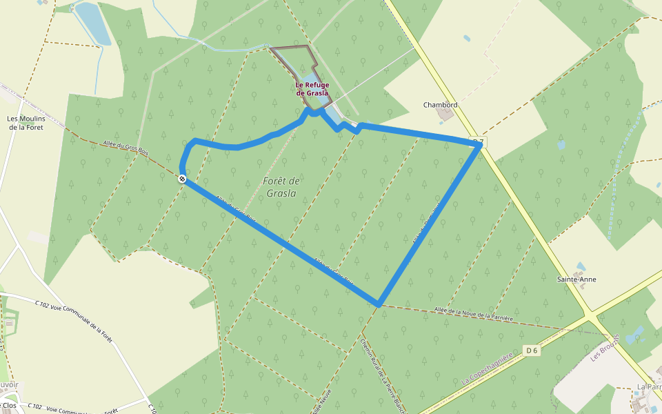 Sentier du Refuge walking route map in La Copechagnière