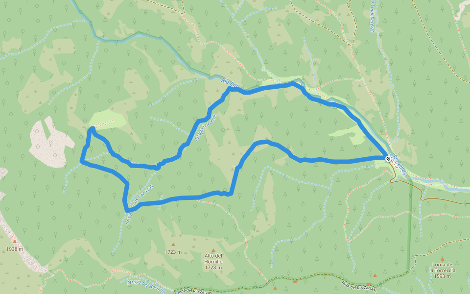 Senda de Carretas walking route map in Cantalojas