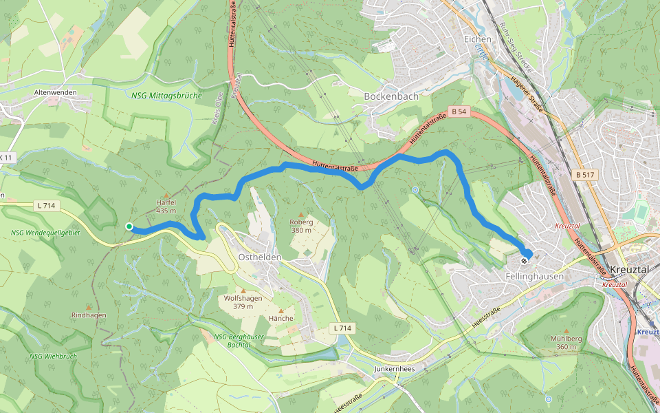 Winkel Kreuztal nach X24 walking route map in Kreuztal