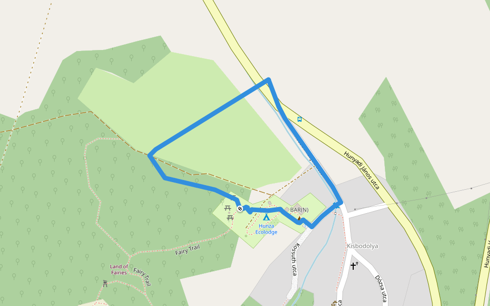 Hunza Ecolodge Blue Tour walking route map in Bodolyabér