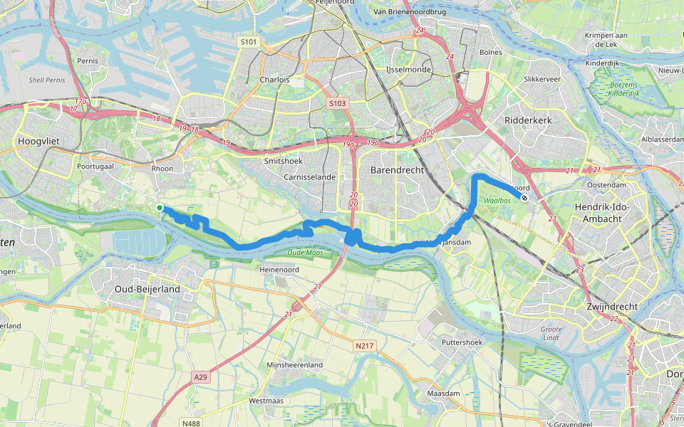 Grote Rivierenpad - 04 walking route map in Rhoon
