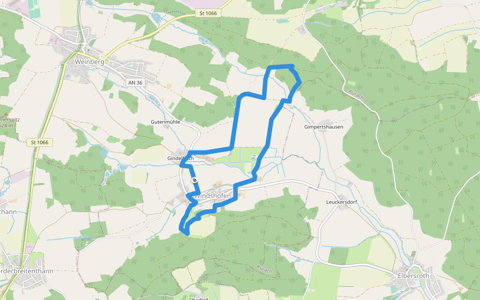 Besinnungsweg Sonnengesang walking route map in Aurach