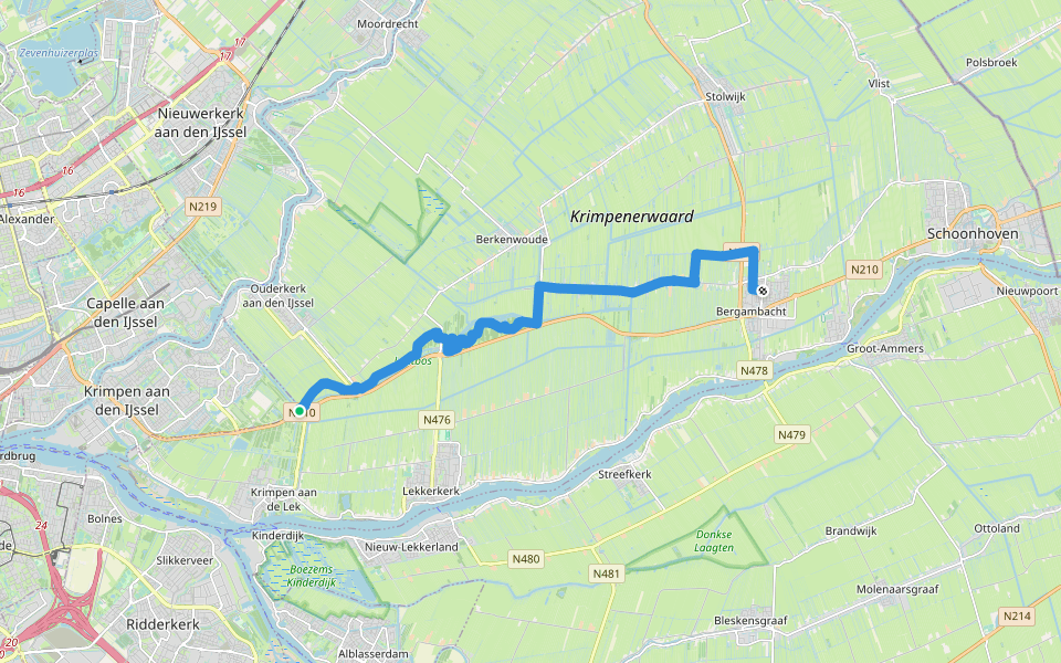 Grote Rivierenpad - 06 walking route map in Lekkerkerk