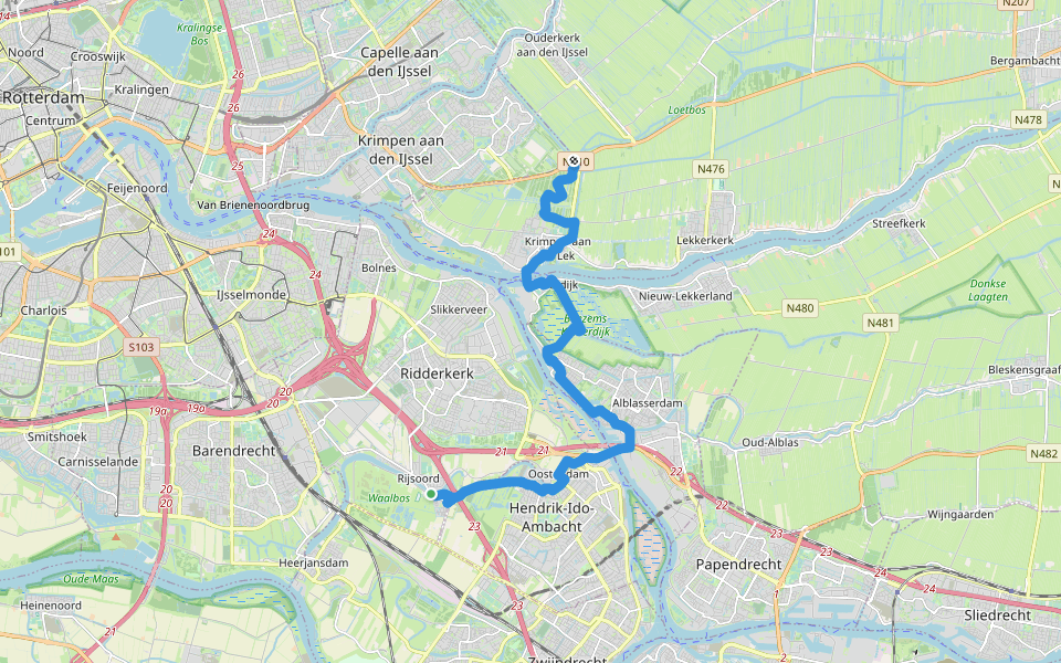 Grote Rivierenpad - 05 walking route map in Ridderkerk