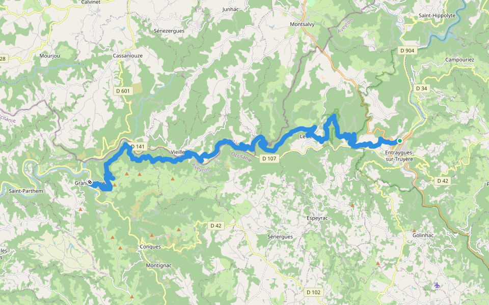 MCVL7S : Entraygues-sur-Truyère - Vieillevie walking route map in Entraygues-sur-Truyère