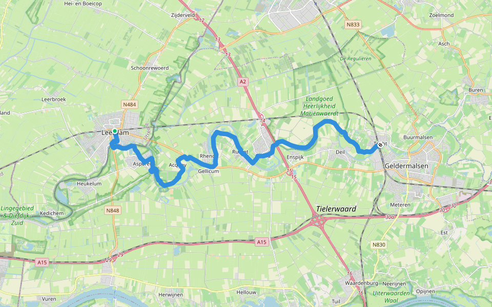 Grote Rivierenpad - 10 walking route map in Leerdam