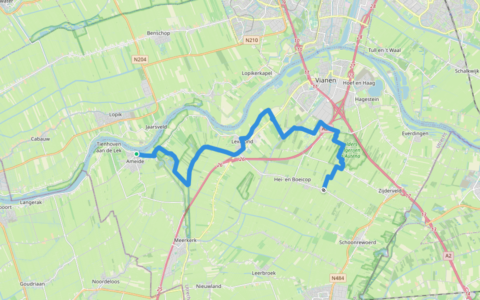 Grote Rivierenpad - 08 walking route map in Ameide
