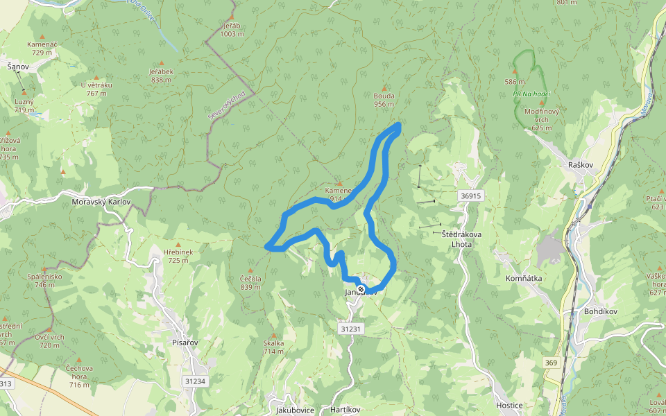 [M] Janoušov - Na Wilsonu walking route map in Janoušov