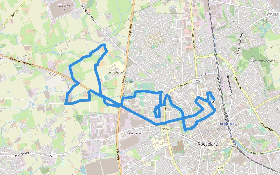 Heerlijke Hellewandeling walking route map in Roeselare