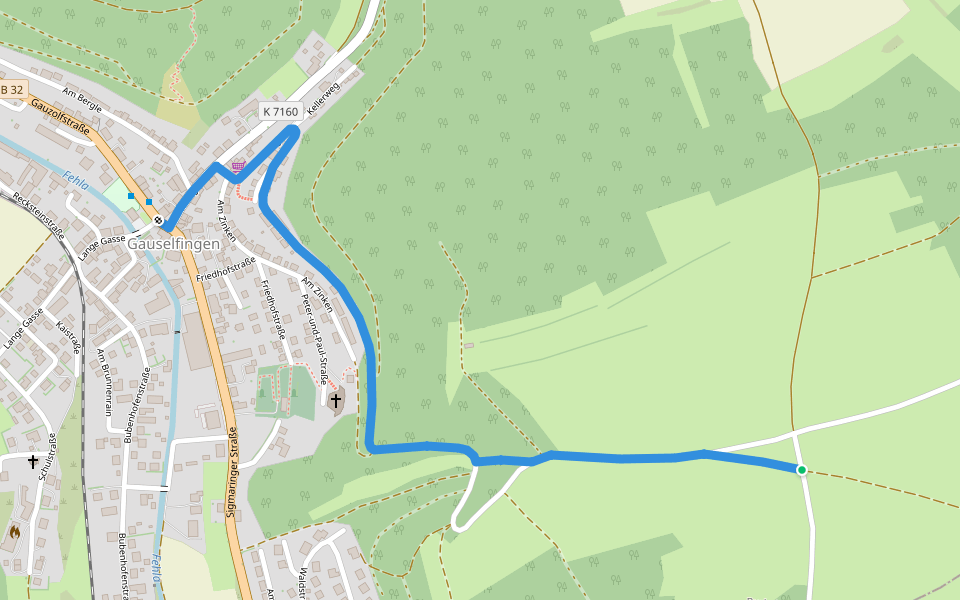 Zugangsweg Gauselfingen Gammertingen walking route map in Burladingen