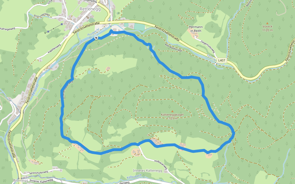 Kalteneggerweg walking route map in Rettenegg