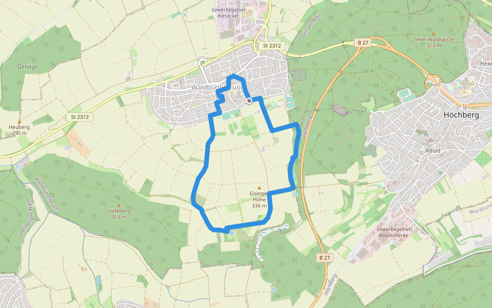 Kulturweg Waldsassengau 5 walking route map in Waldbüttelbrunn