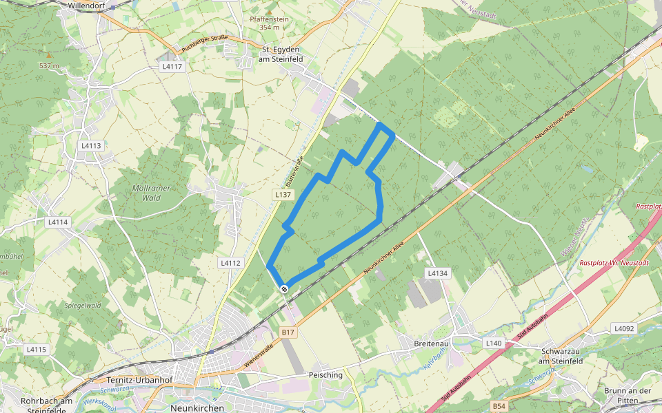 Laufstrecke Föhrenwald 1 walking route map in Neunkirchen