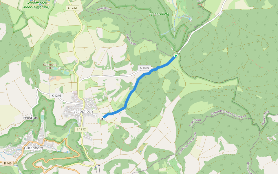 Schopfloch (Wanderparkplatz Berg) - Bahnhöfle walking route map in Neidlingen